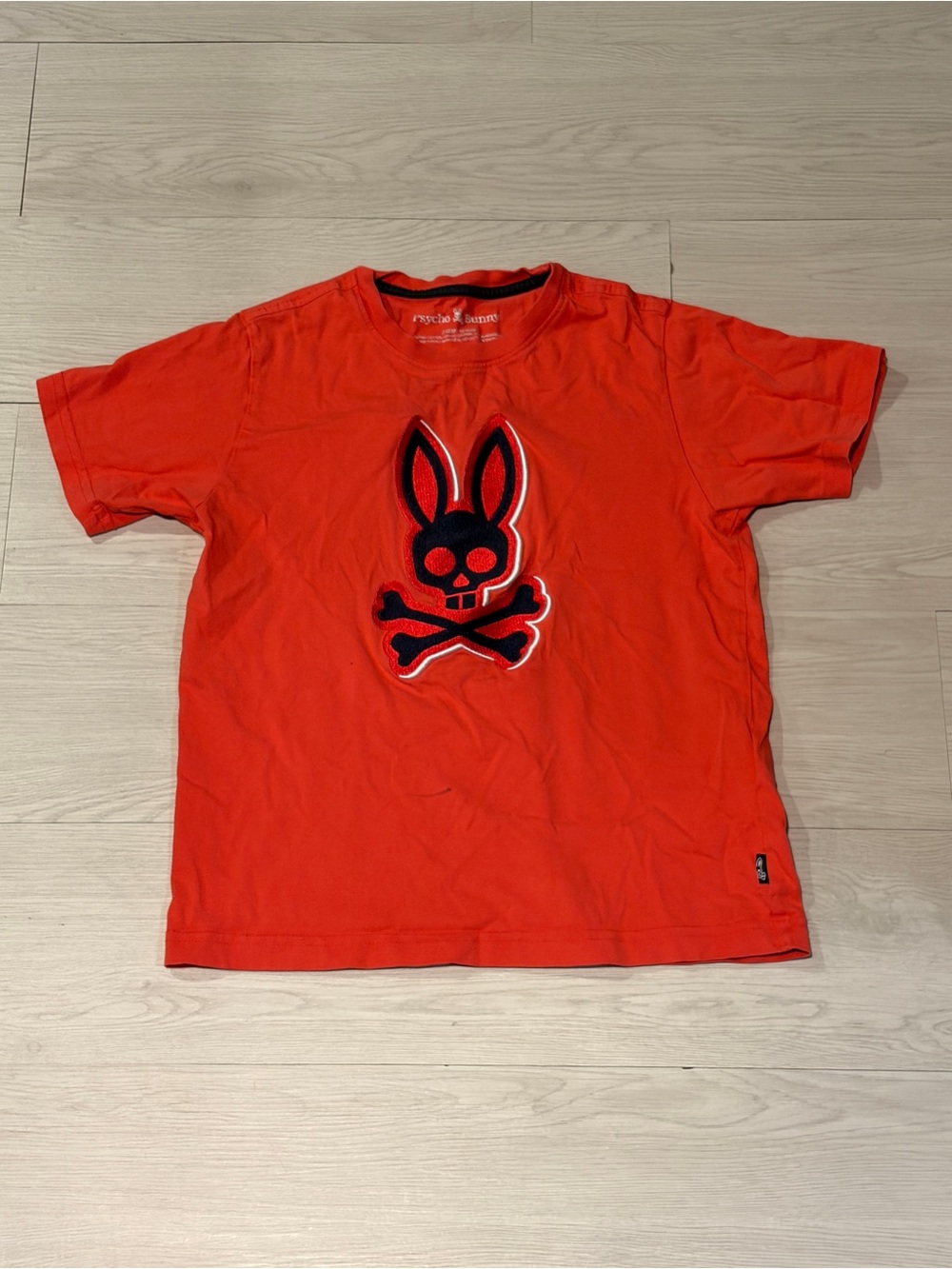 Psycho Bunny Bright Orange Kids Short-Sleeve Tee with Navy Skull Bunny